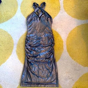 BEBE sliver stretchy dress size XS